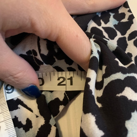 Talbots blue and black sheer like leopard print long sleeve blouse - Picture 5 of 6